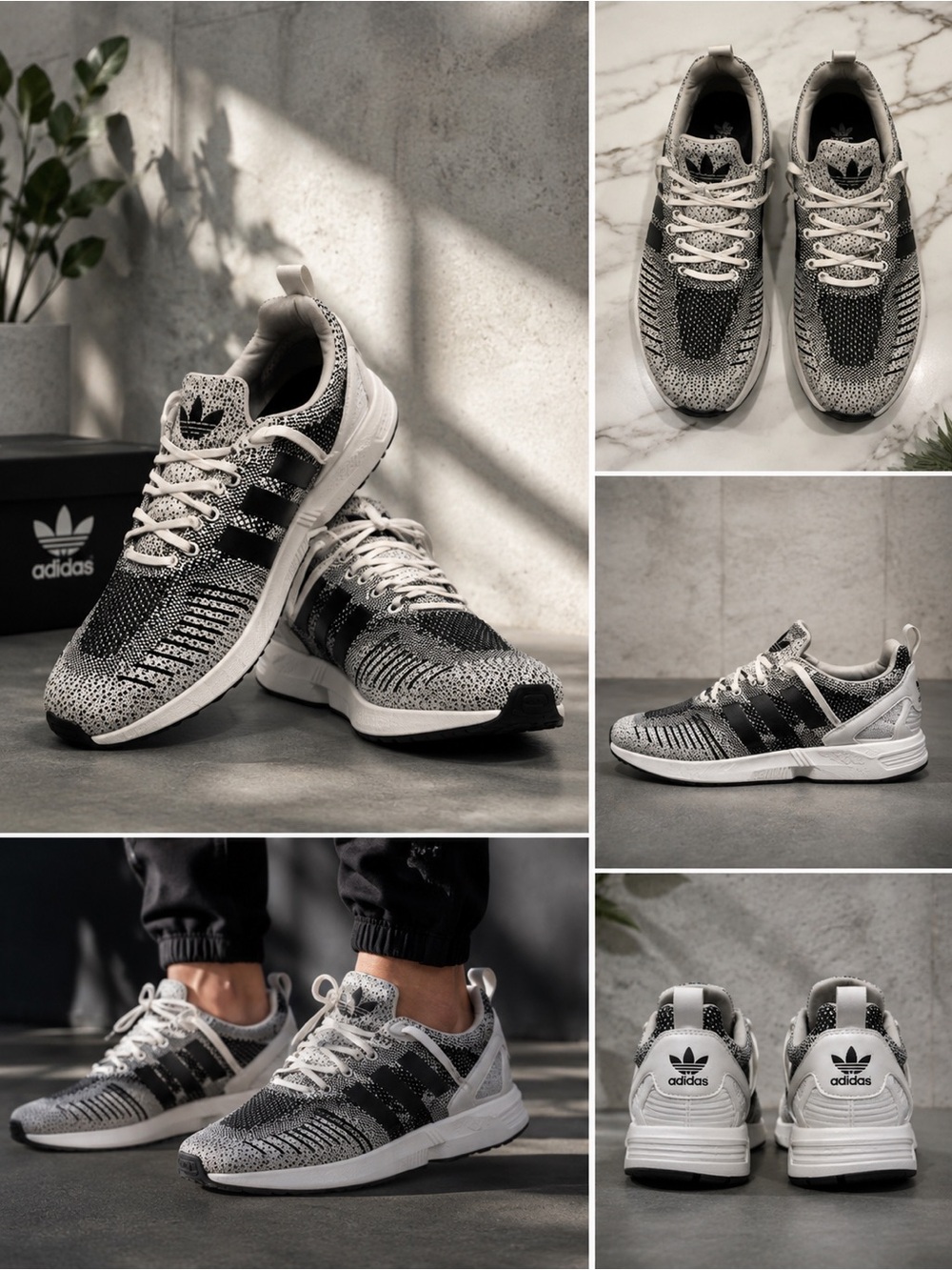 adidas Black and White Athletic Shoes